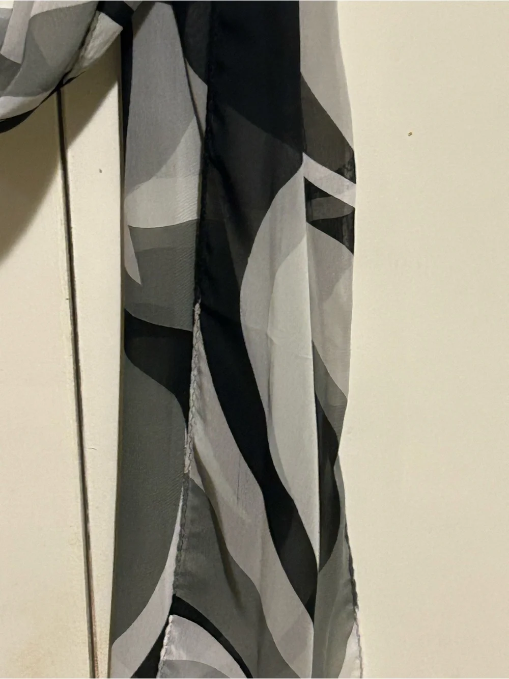 Monochrome Abstract Sheer Scarf - Black & Gray